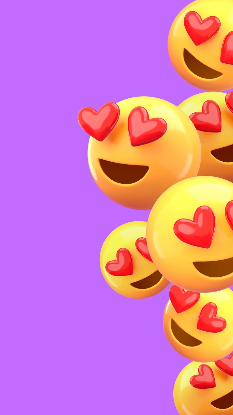 Download 1080x1920 Wallpaper Emoji Heart Eyes Purple Background for your iPhone, Android or tablet - Emoji