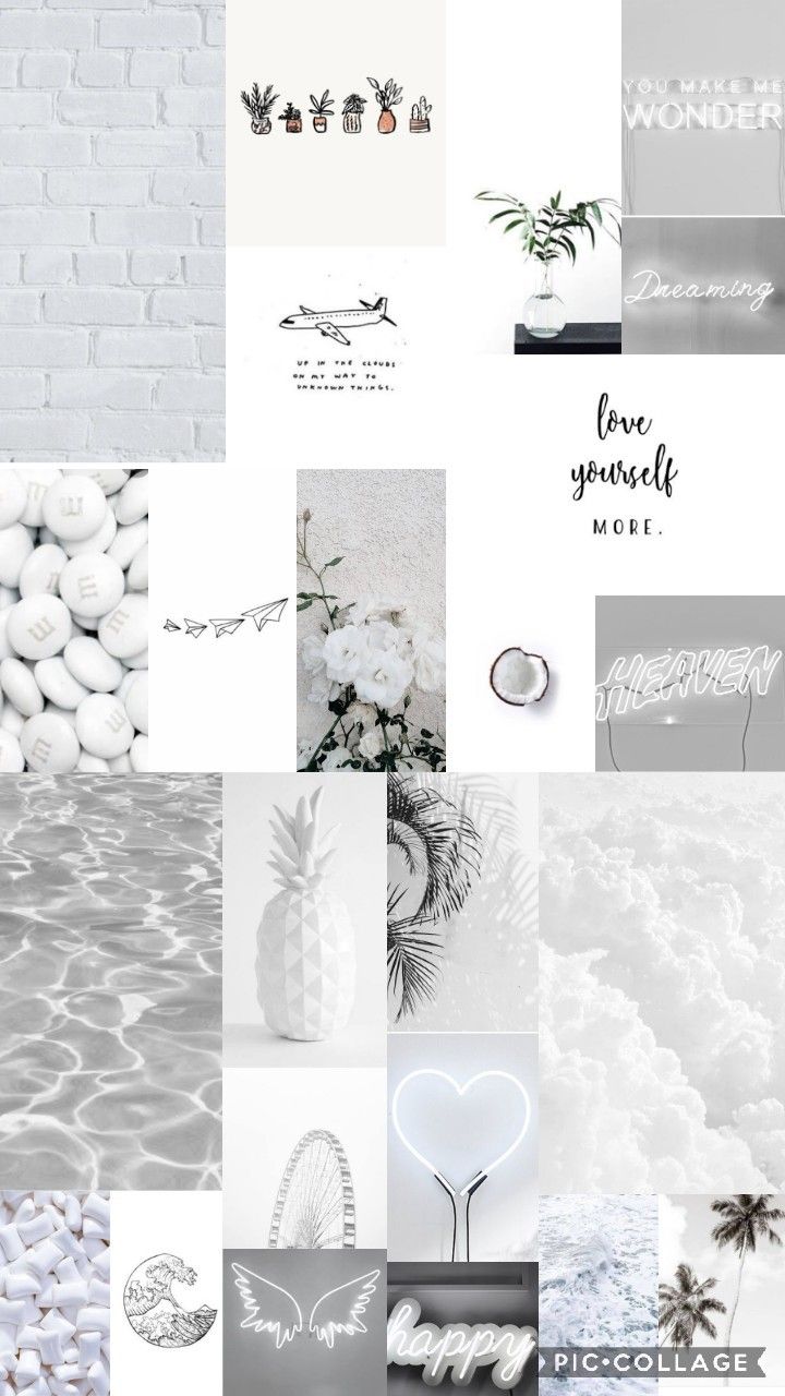 pastel white collage ♡. Aesthetic desktop wallpaper, Retro wallpaper iphone, Simple iphone wallpaper