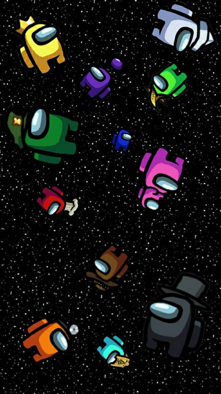 Among Us wallpaper for phone with characters in space - Among Us