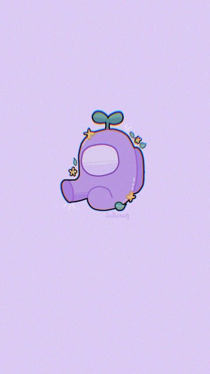 A cute purple elephant with a flower crown wallpaper - Purple, Among Us