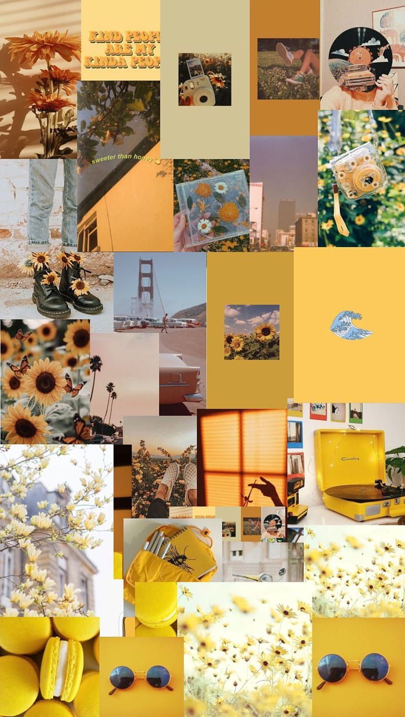 Yellow collage. iPhone yellow, Aesthetic pastel, Blue iphone, Yellow and Orange Aesthetic, HD phone wallpaper