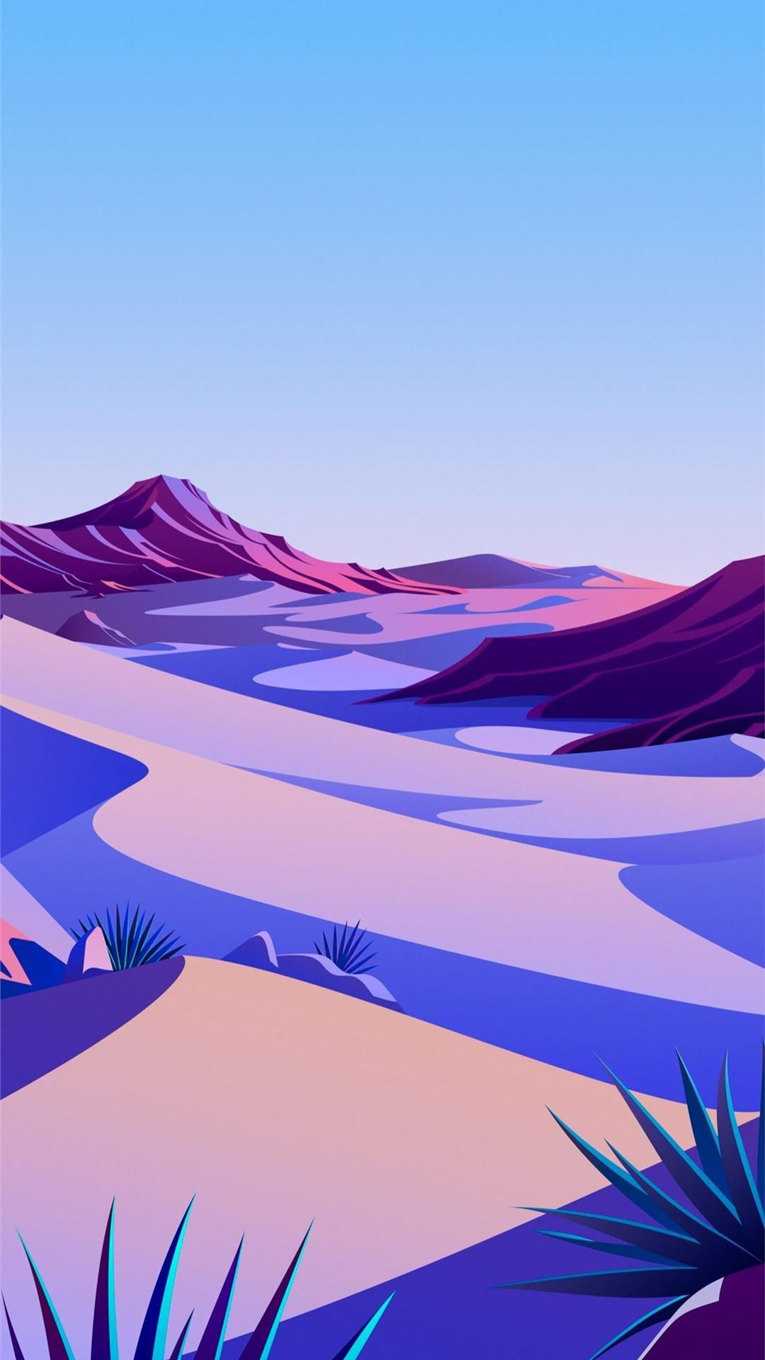 A desert landscape with mountains and cactus - Desert