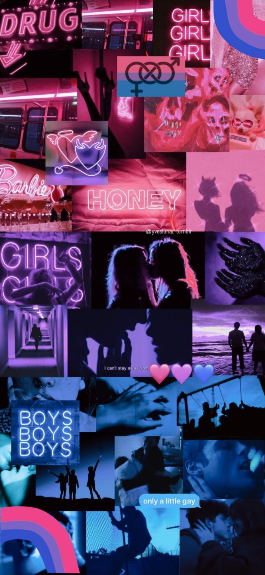 Aesthetic wallpaper for phone with pink and blue neon lights - Bisexual