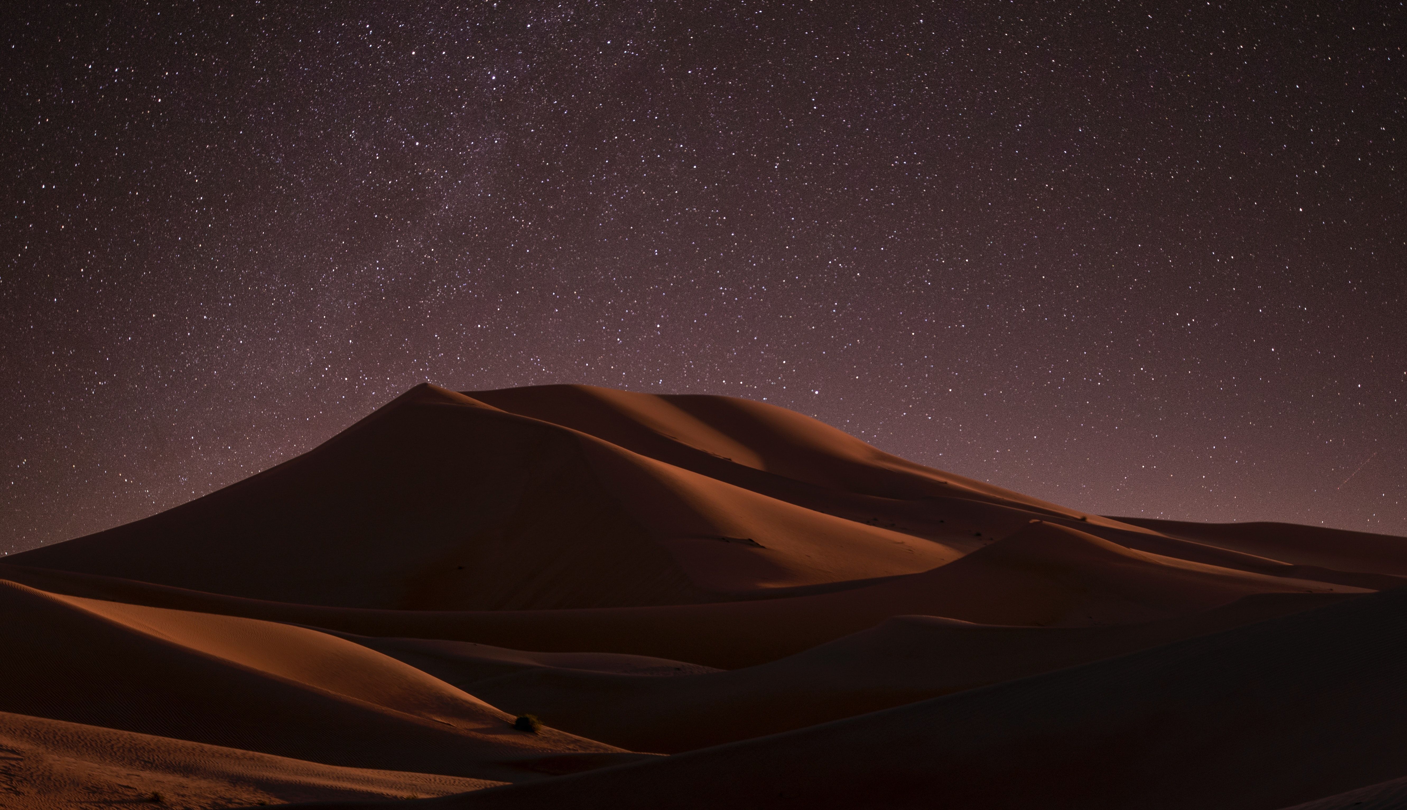 A night sky with stars and mountains - Desert