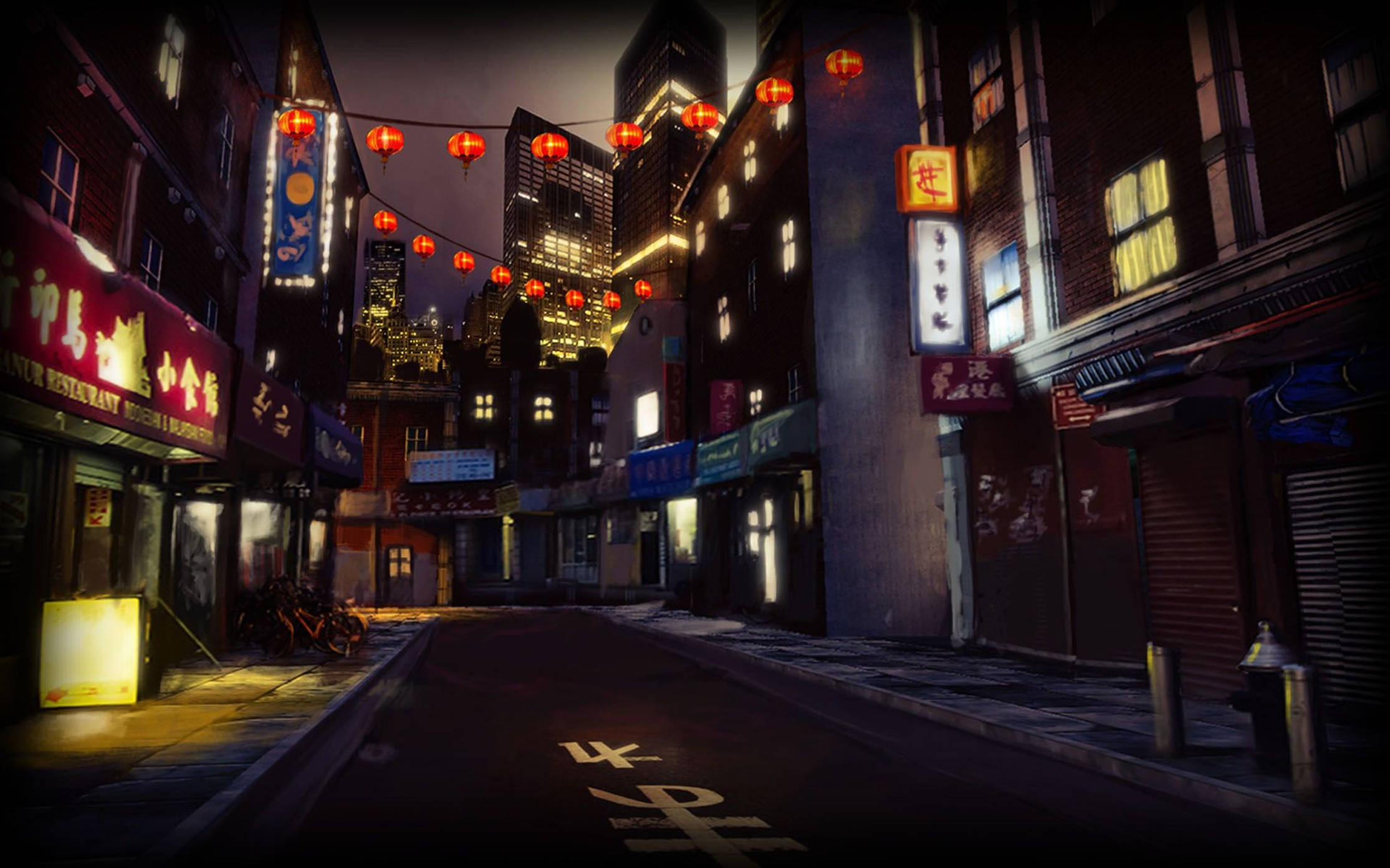 A  - Desktop, anime city, road
