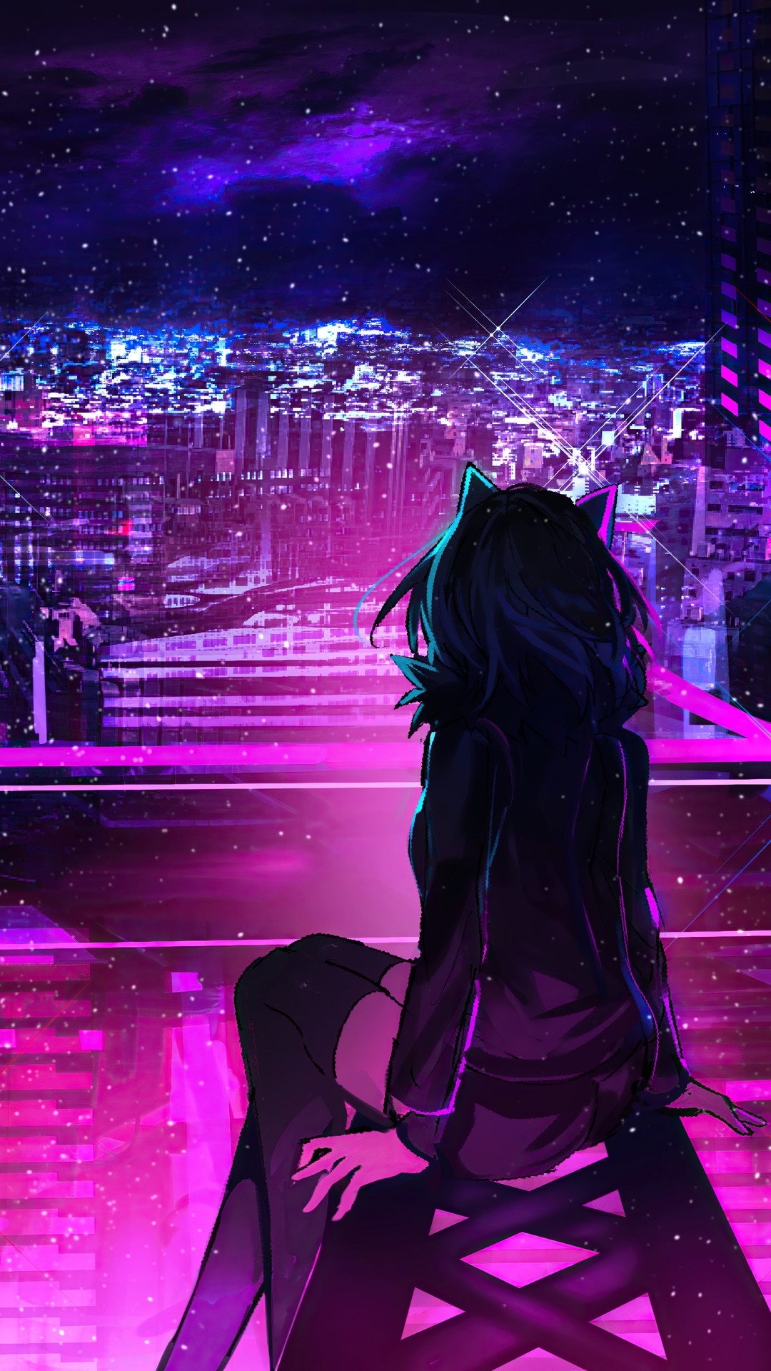 Night, City, Anime, Scenery, Buildings Gallery HD Wallpaper
