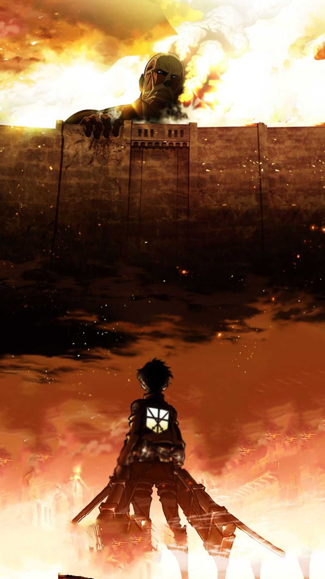 A poster of anime with two people standing  - Attack On Titan