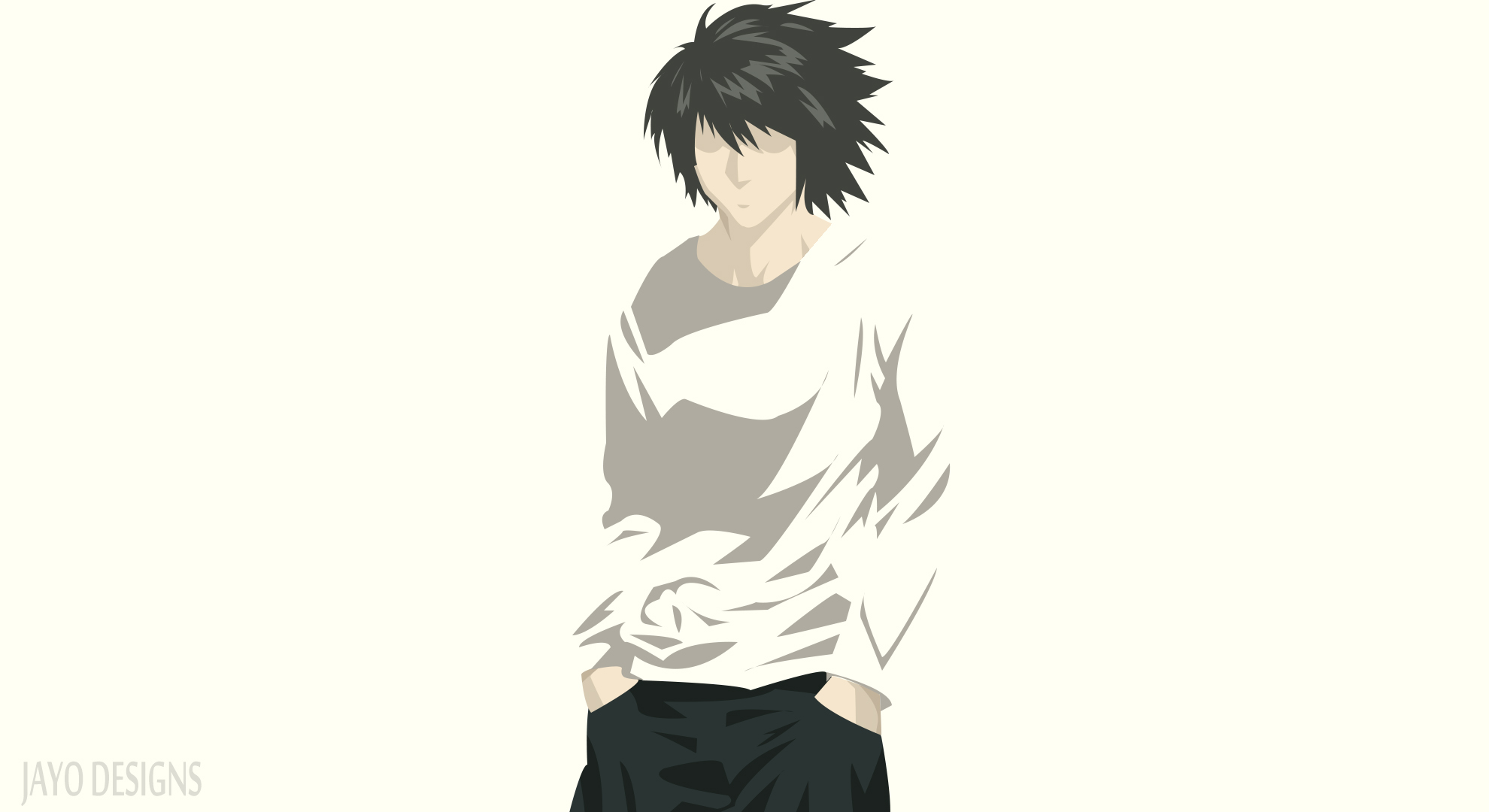 A minimalist wallpaper of L from Death Note - Death Note