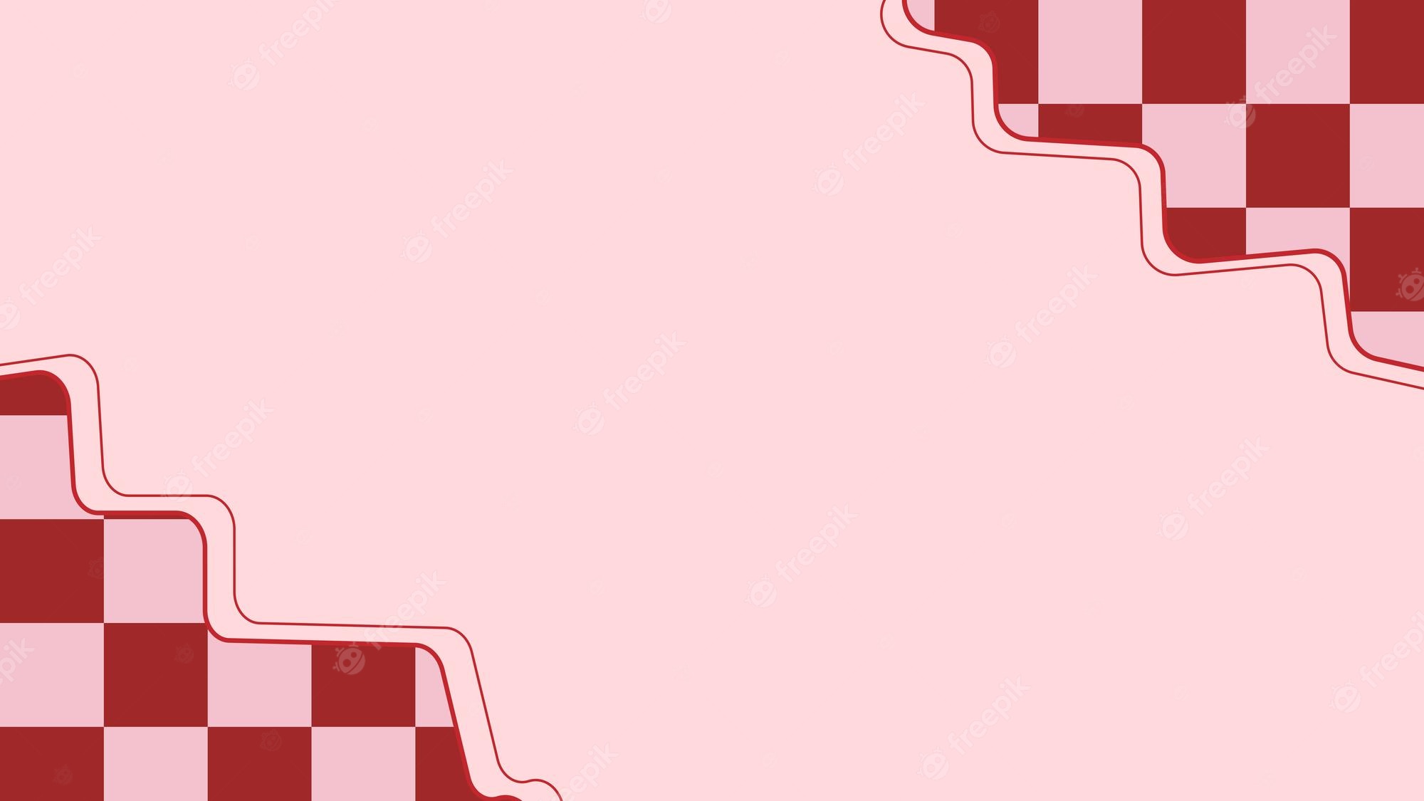A pink and red checkered background with a wavy line on the left side of the image - Light red, vector