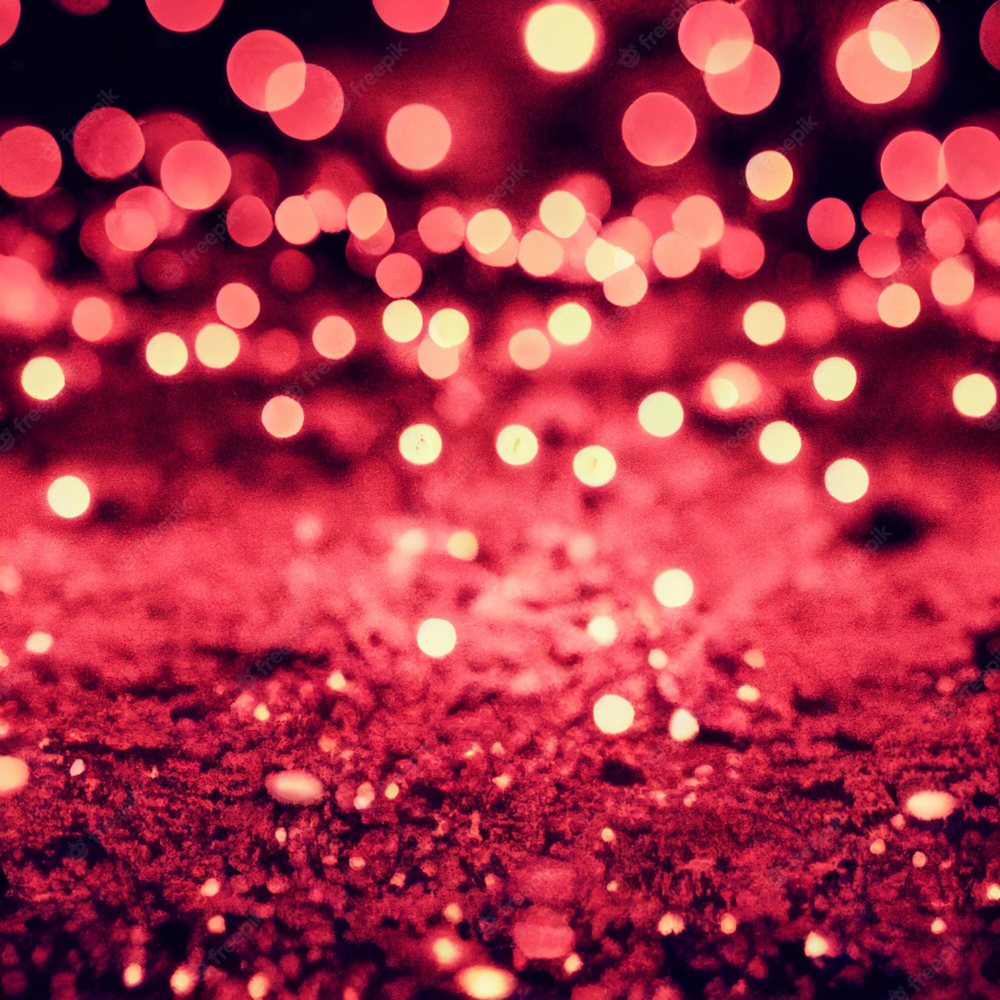 Red and pink bokeh lights on a black background - Light red