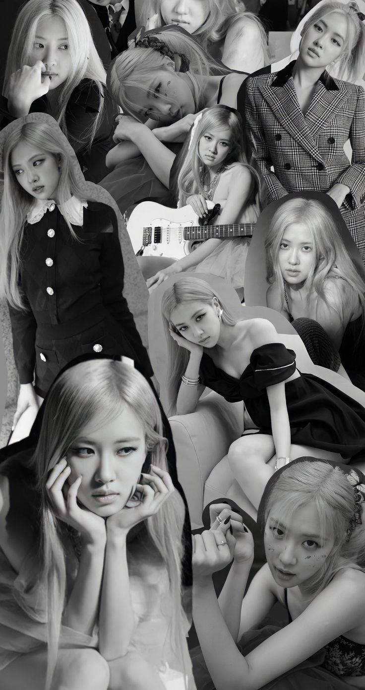 Download Grayscale Cutout Rose Blackpink Aesthetic Wallpaper