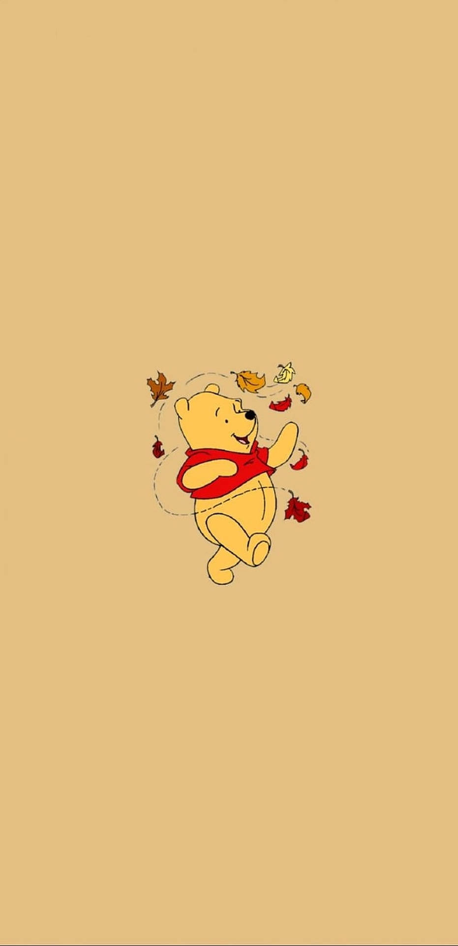 Download Winnie The Pooh With Leaves Wallpaper