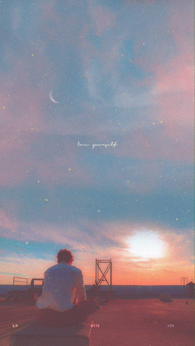 Download Aesthetic Bts Rm Pink Sunset Wallpaper
