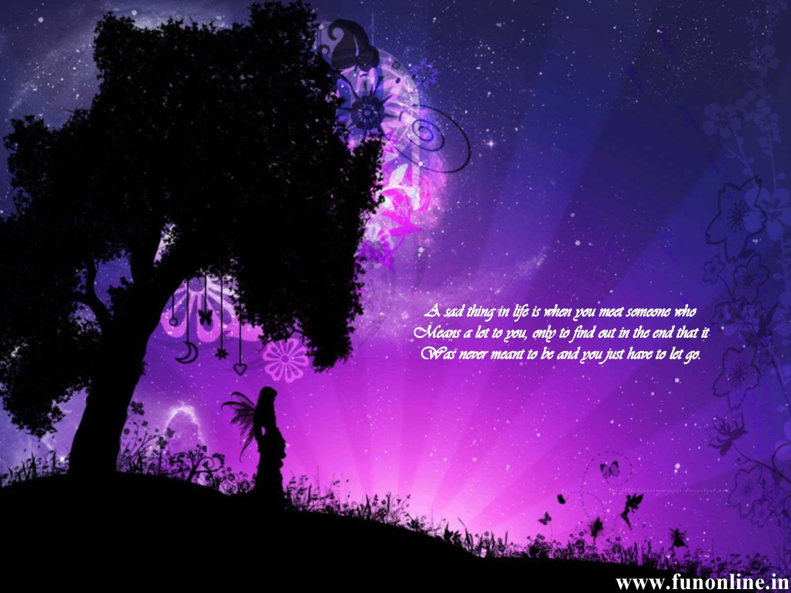 A tree with the moon and stars in front of it - Sad quotes