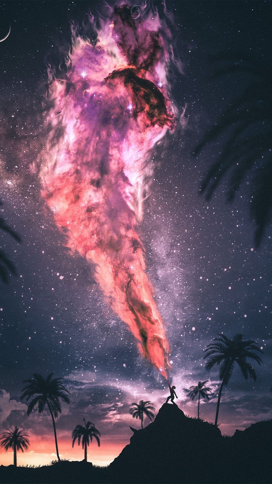 Aesthetic phone wallpaper of a pink and purple nebula - Magic
