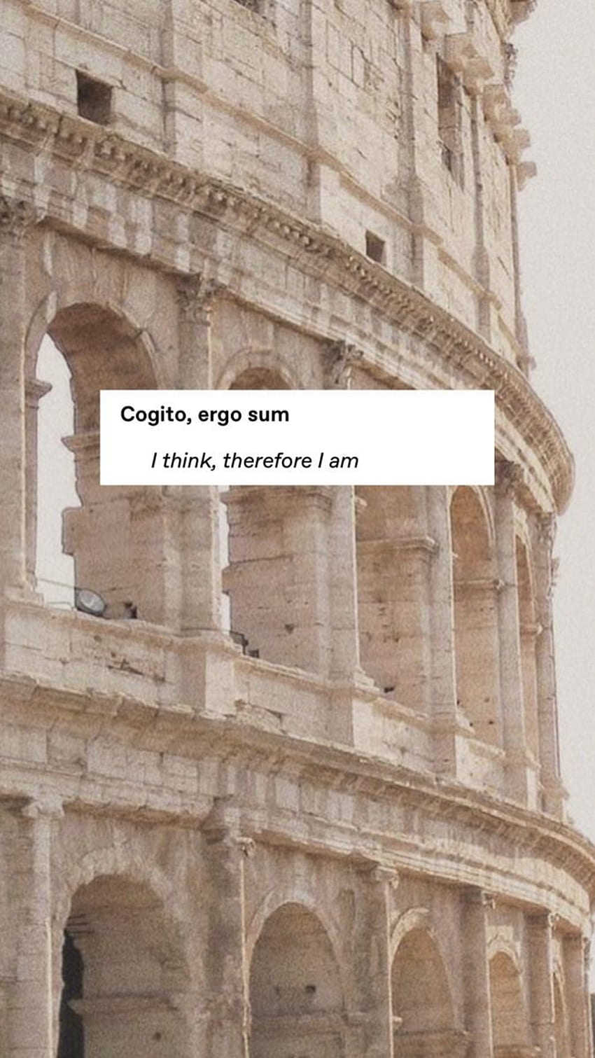 Aesthetic background image of the Colosseum with a quote in the middle that says 