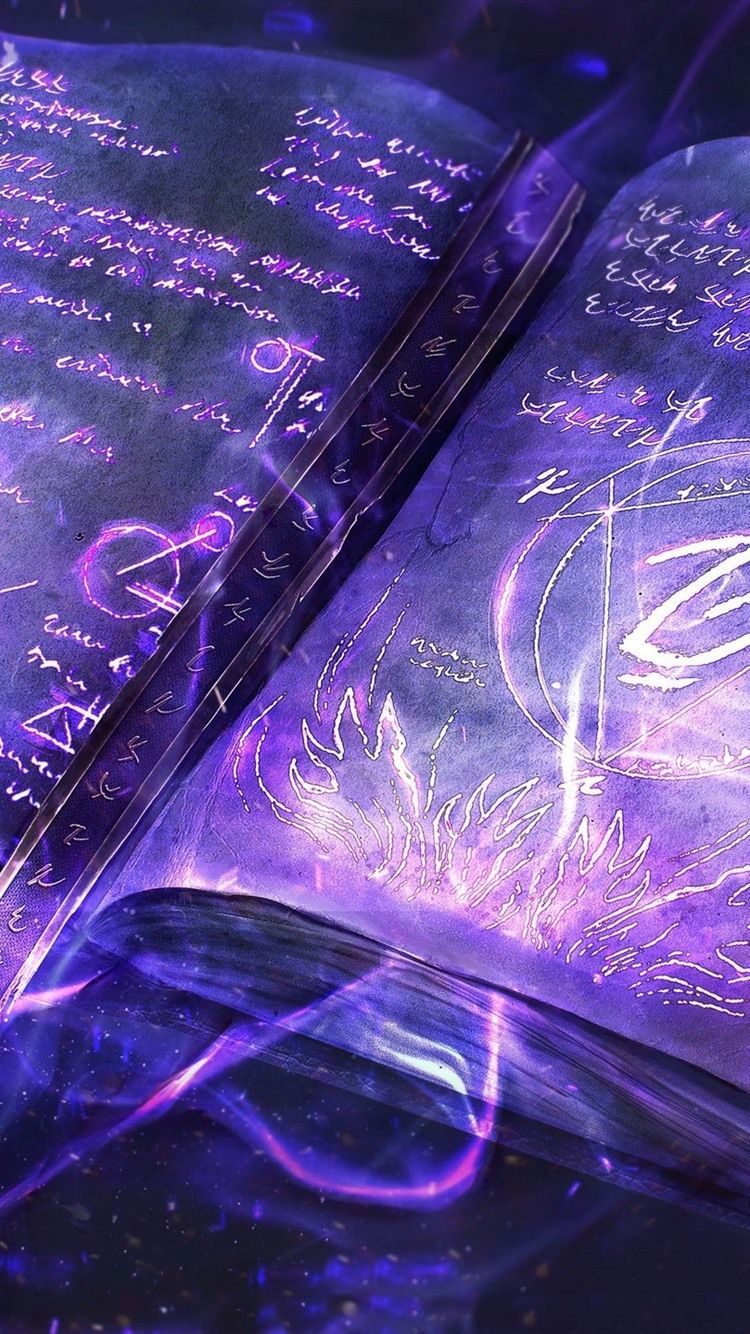 IPhone wallpaper with a book of magic spells - Magic