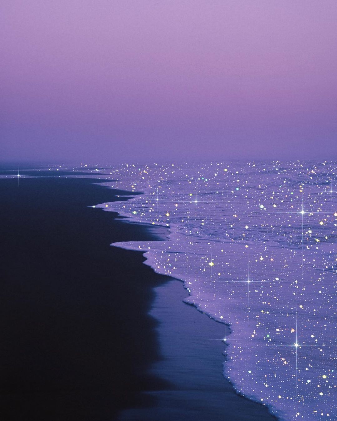 Aesthetic wallpaper purple beach night stars phone wallpaper. - Magic