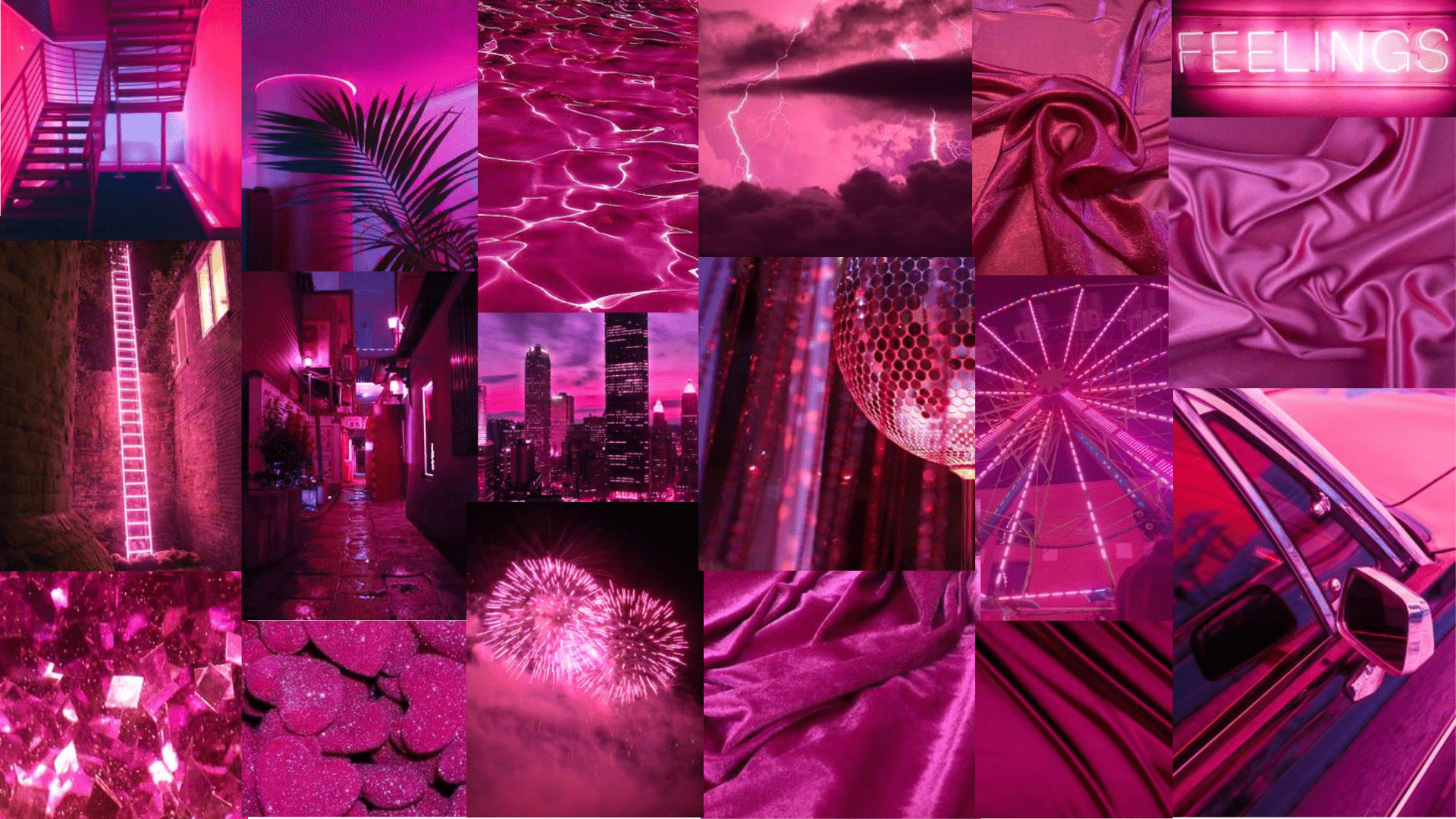 A collage of pink pictures with different scenes - Magenta