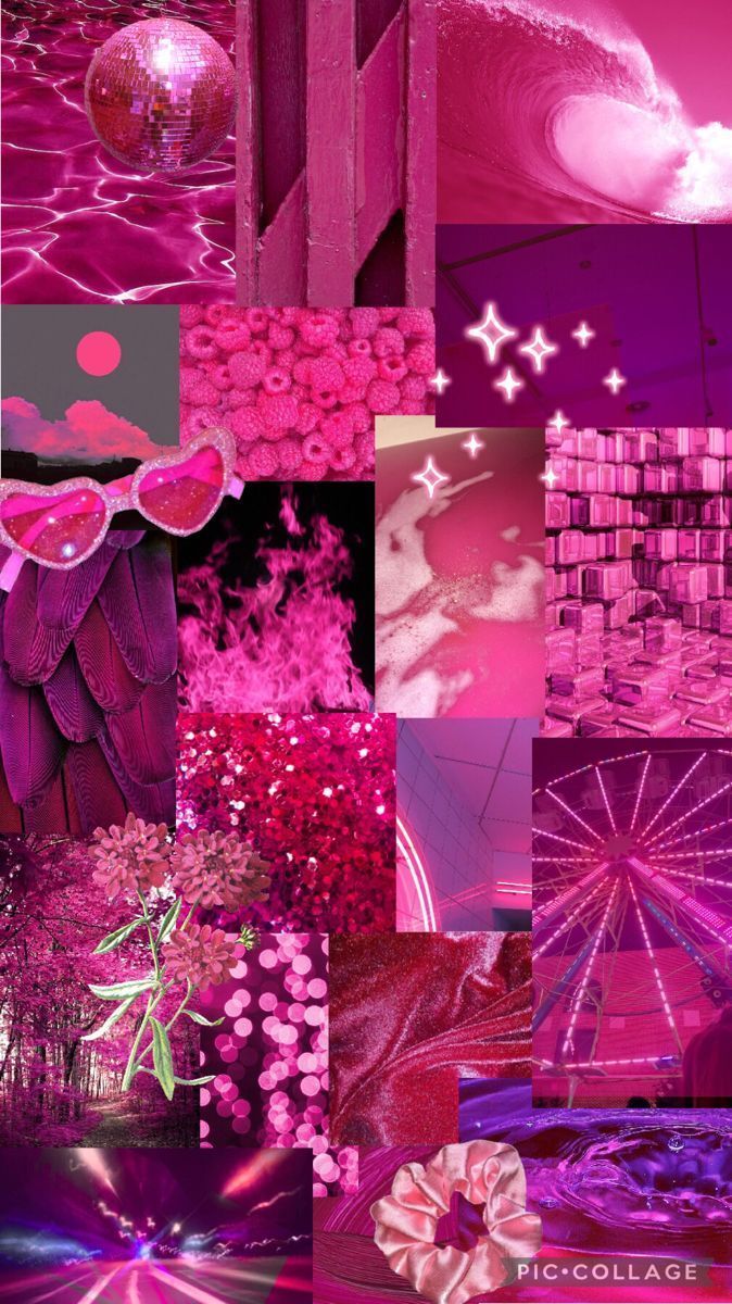 A collage of pictures that are pink - Magenta