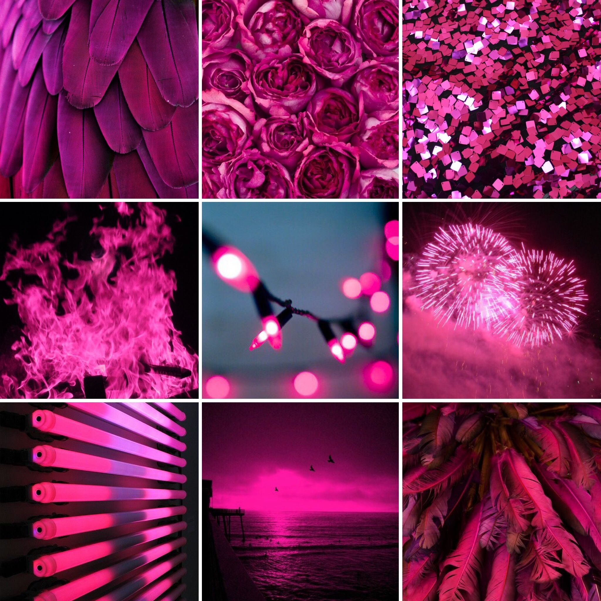 A collage of pictures with pink and purple colors - Magenta