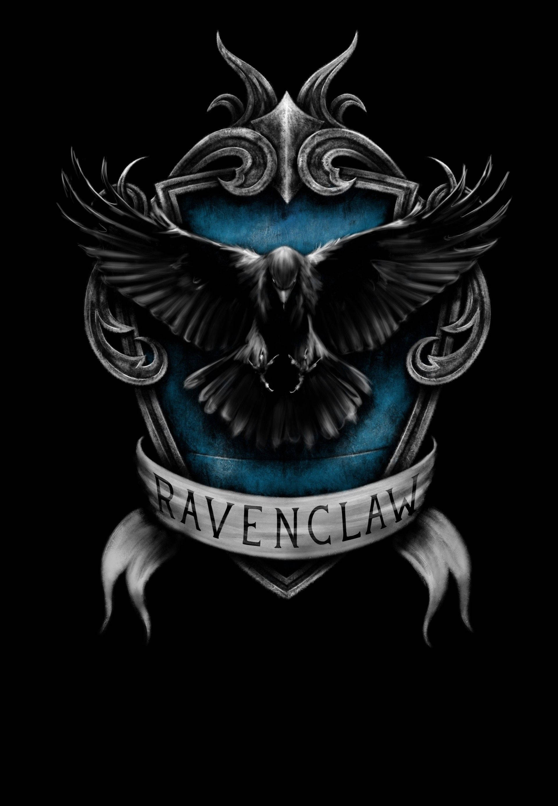 The ravenclaw crest on a black background - Ravenclaw