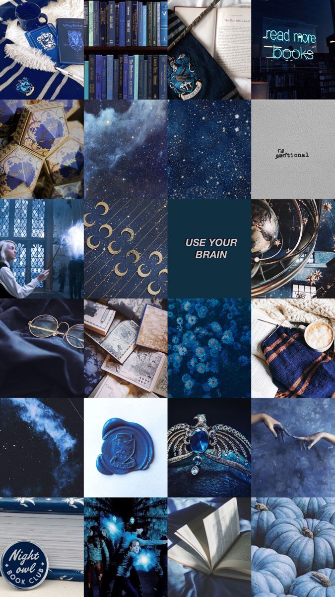 A collage of pictures with blue and white - Ravenclaw