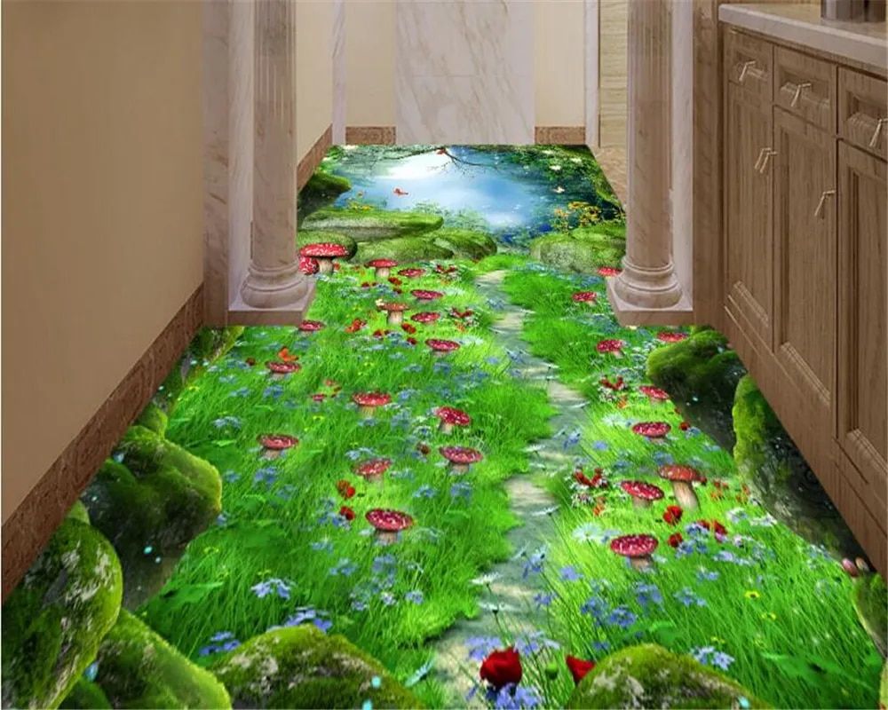 Beibehang Creative Aesthetic Wallpaper Magic Dream Forest Path 3D Flooring Three Dimensional Painting Papel De Parede Behang