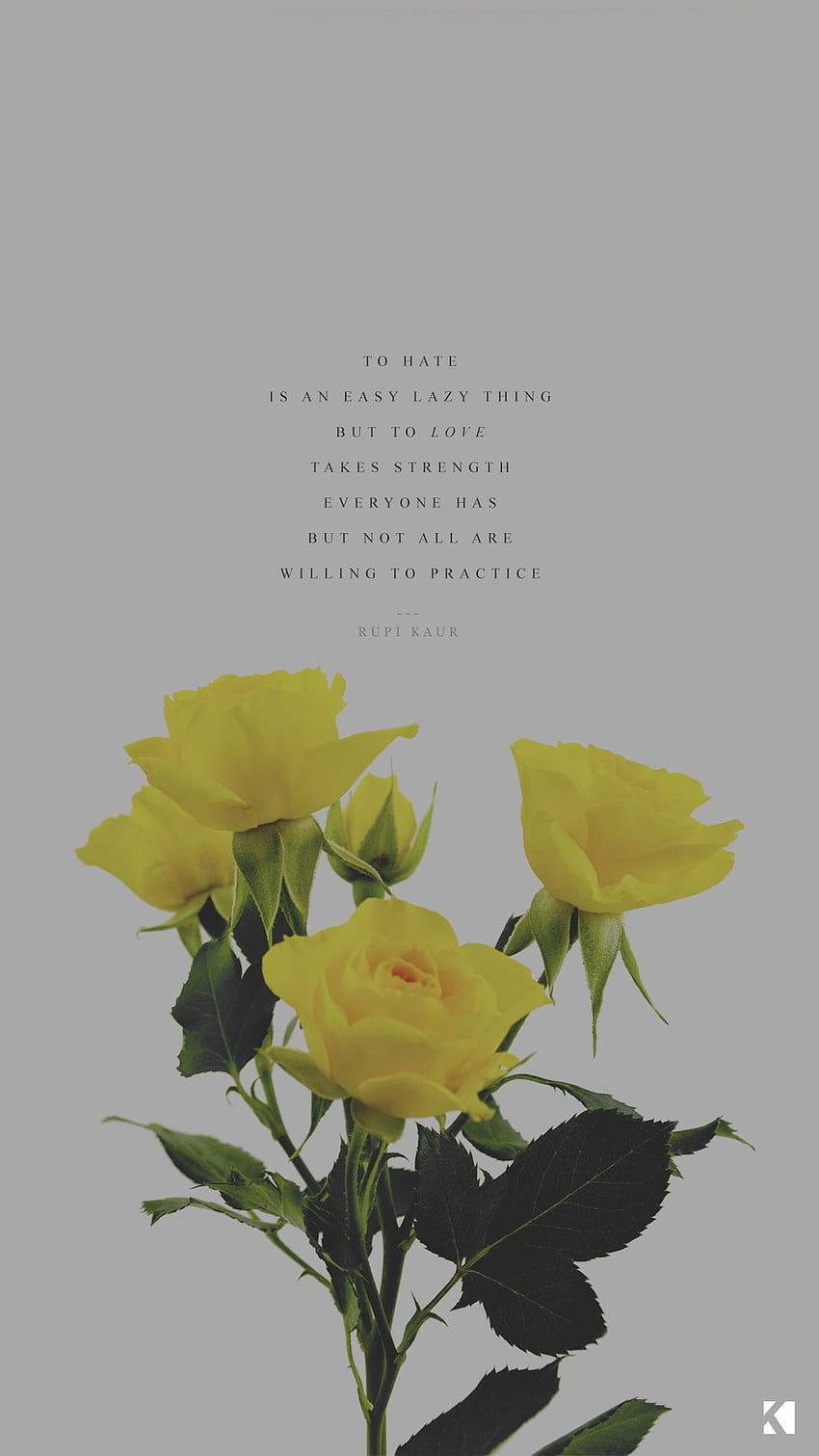 A phone wallpaper with a quote from Krip Kaur that says 
