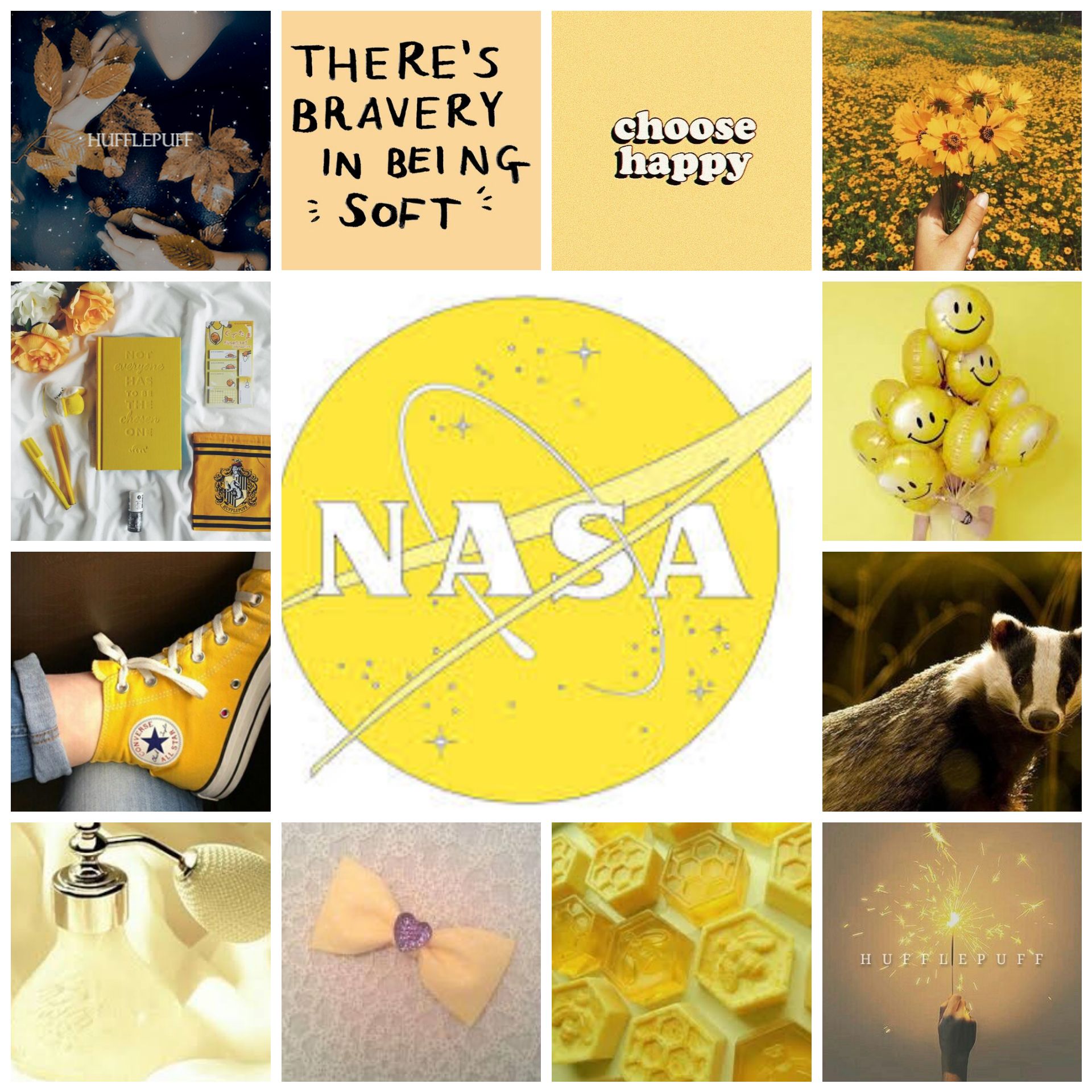 A collage of NASA images and other aesthetic pictures - Hufflepuff