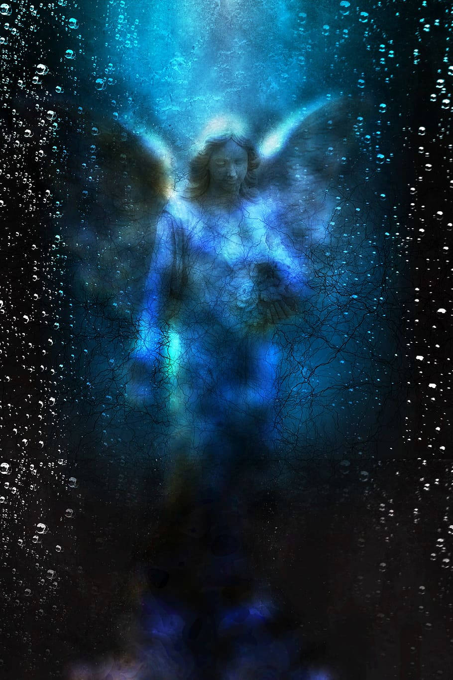 Angel in the rain, a painting by Jodi DiLiberto - Spiritual