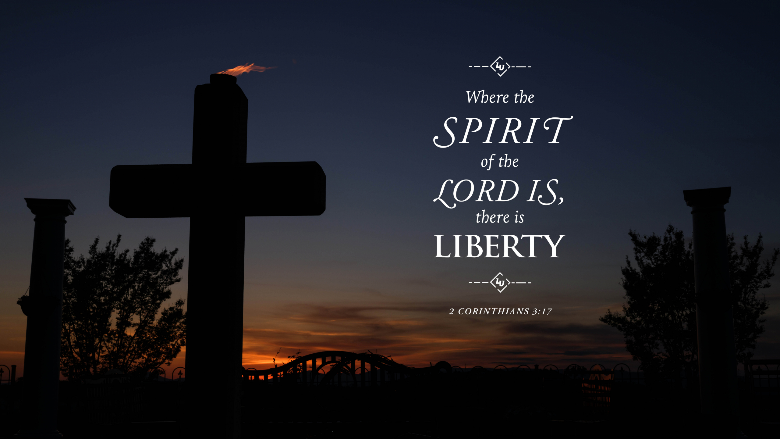 A cross with the words where to spirit of god is liberty - Spiritual