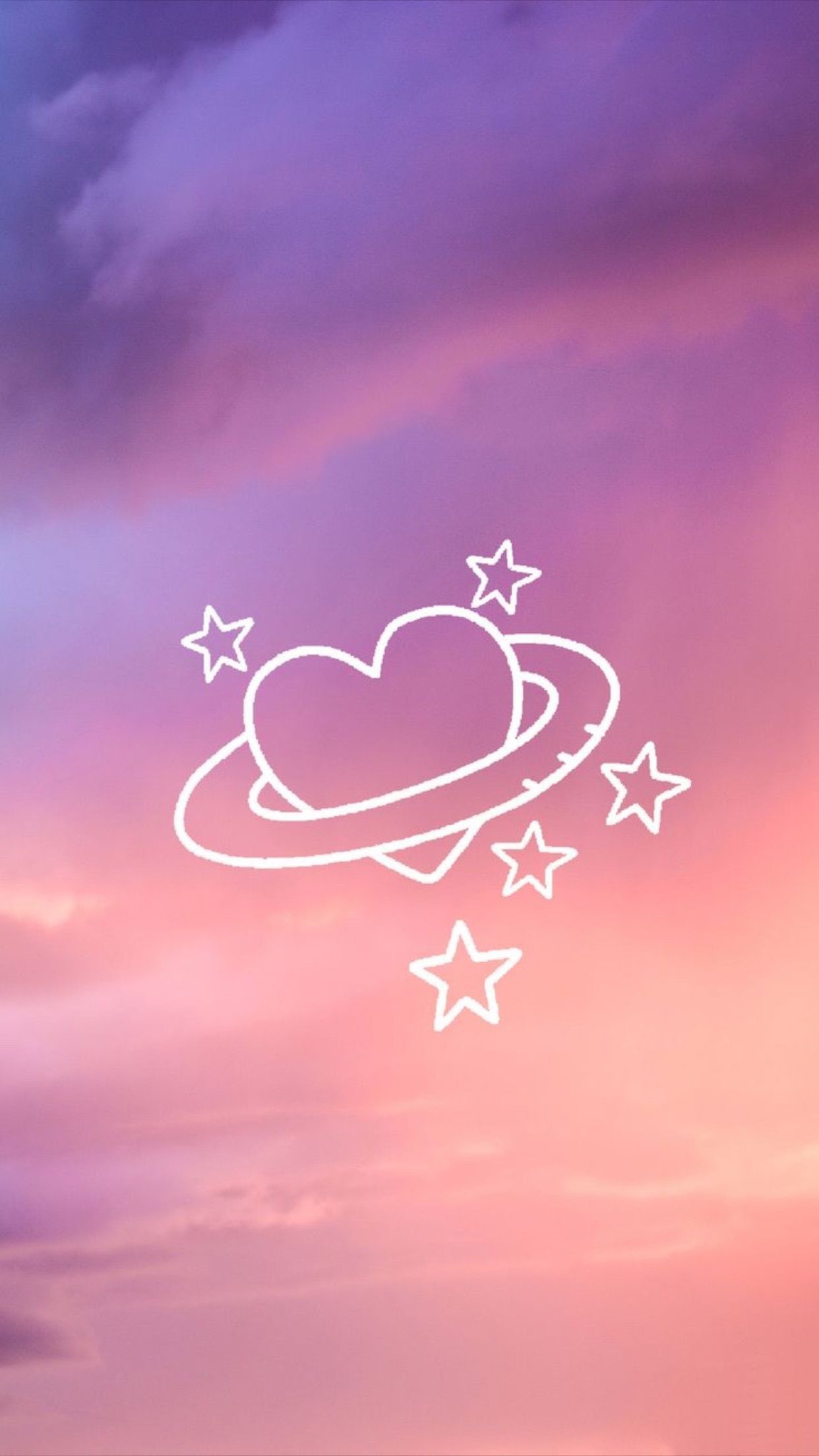 A heart shaped planet with stars in the background - Pink phone, heart, beautiful, pink heart