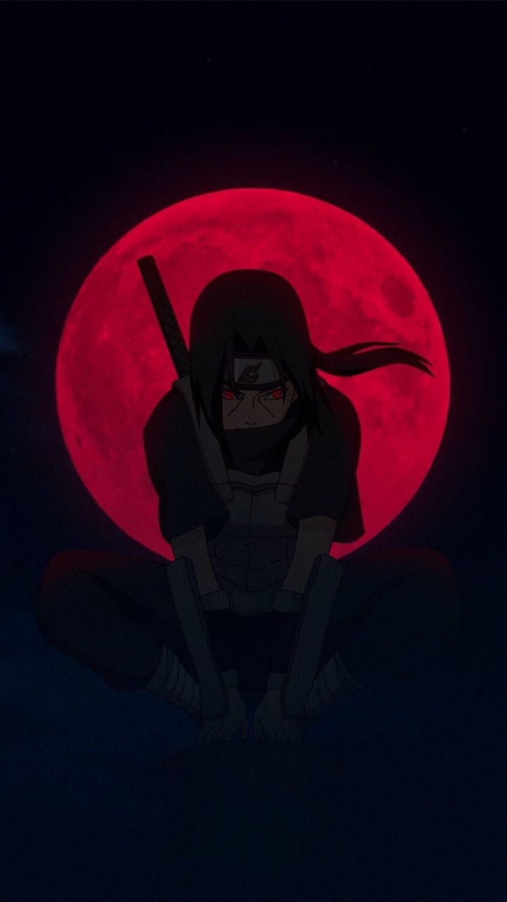 A person sitting on the ground with their back to us - Itachi Uchiha