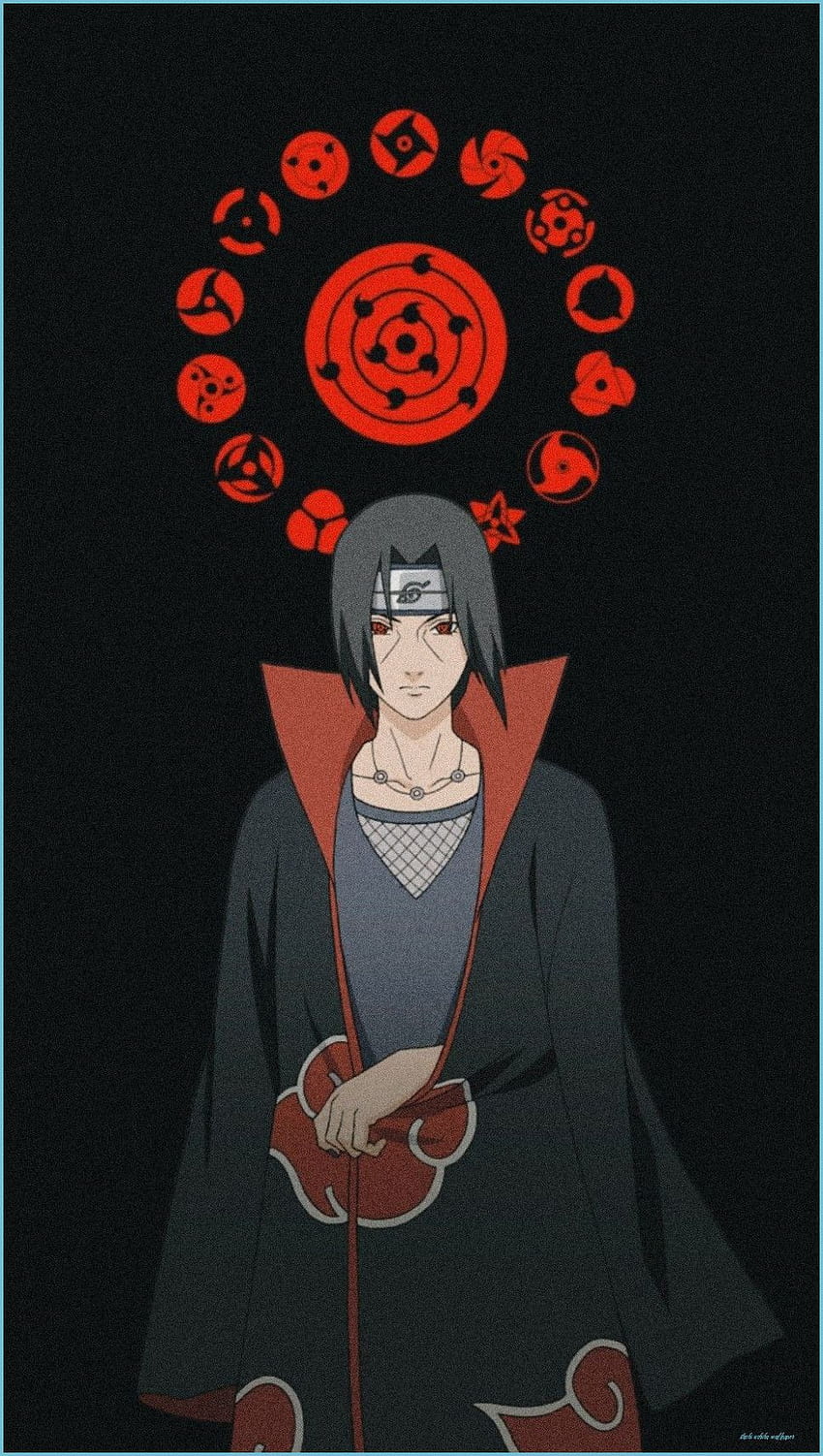 A man with red eyes and black hair - Itachi Uchiha