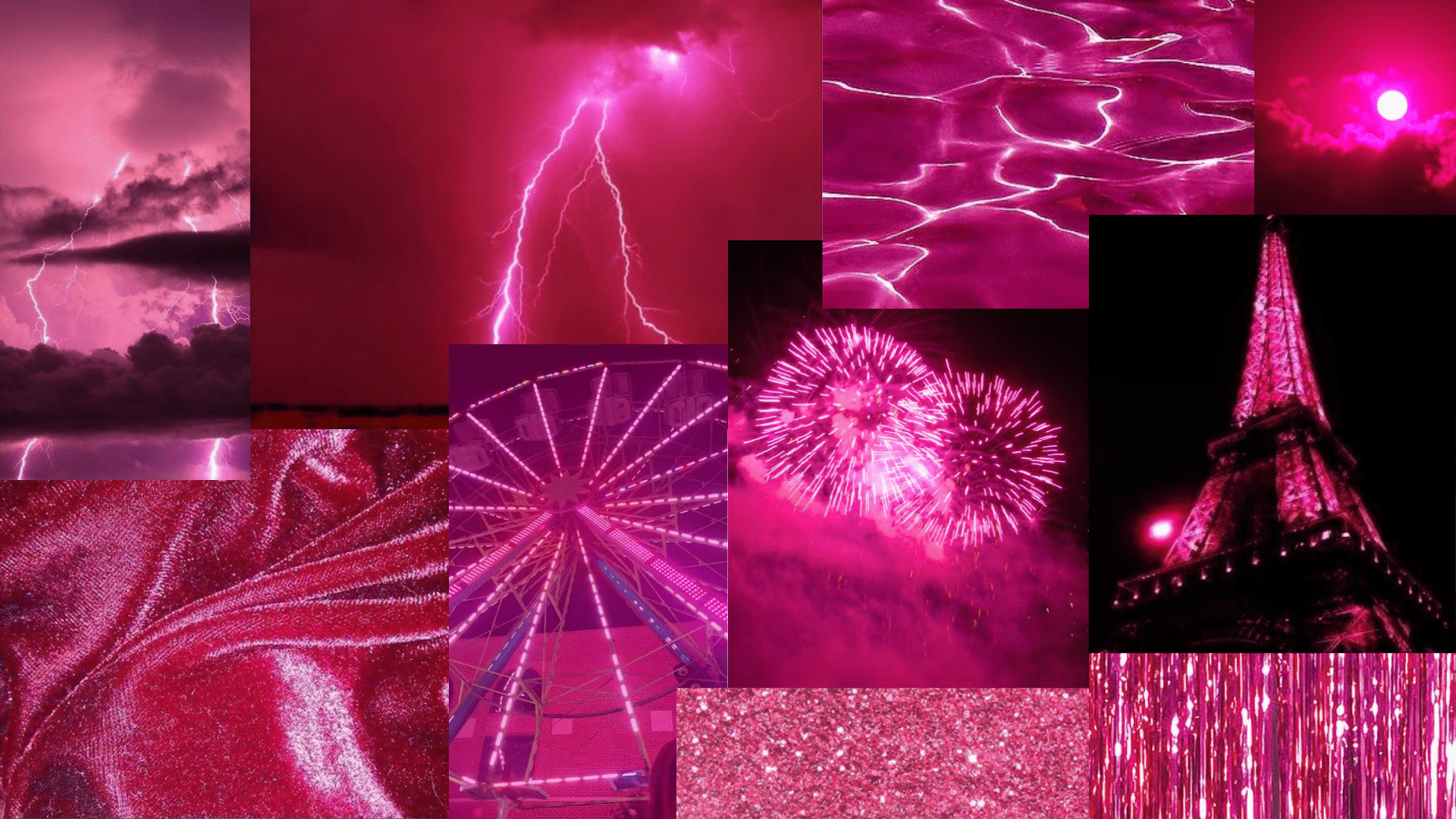 A collage of images in shades of pink, purple, and red. - Magenta