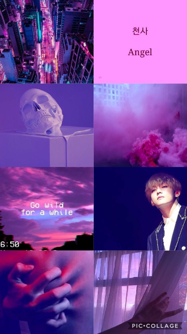 BTS's Jimin aesthetic wallpaper with purple and pink clouds - Magenta