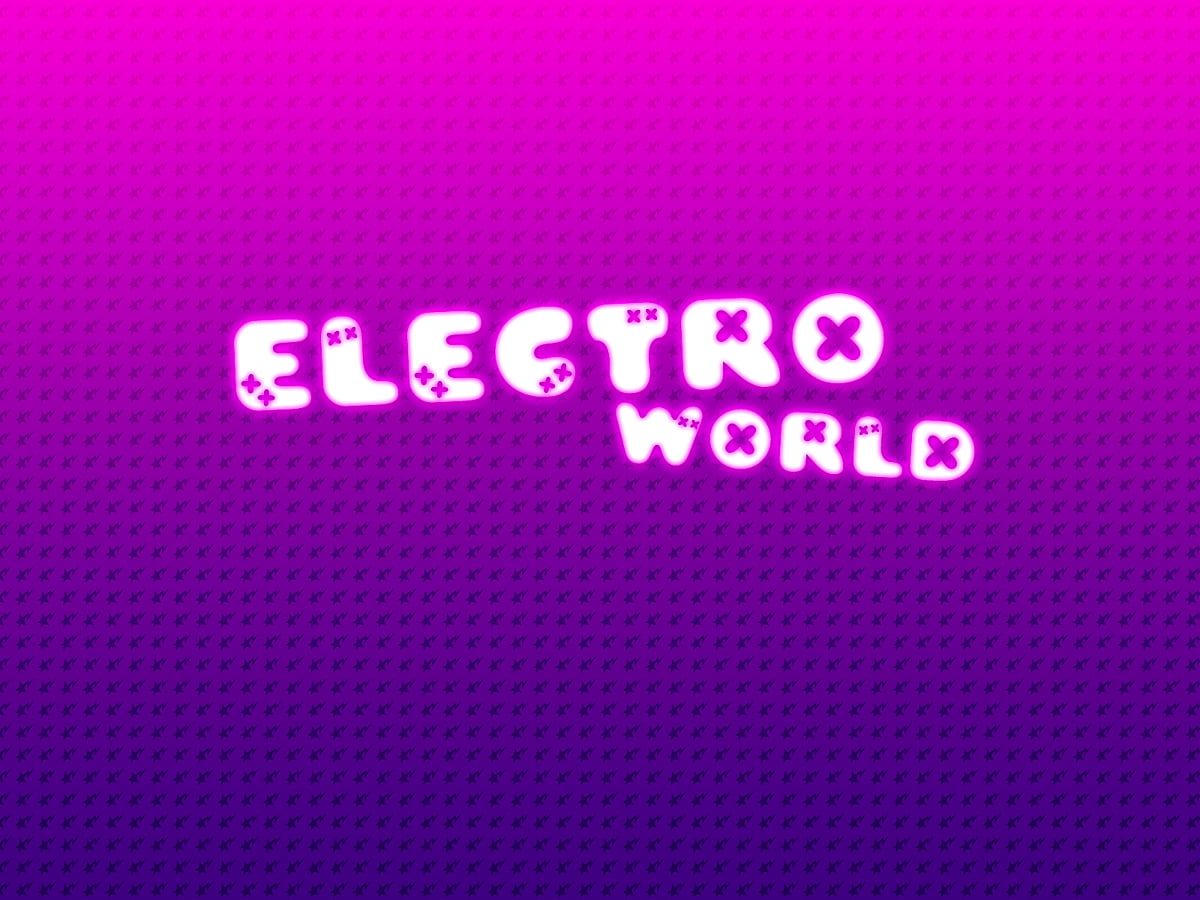 A purple background with the words electric world - Magenta