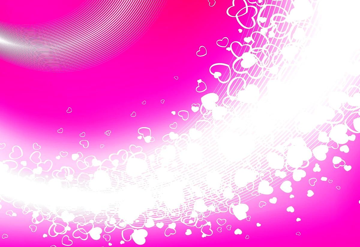 A pink background with white hearts and lines - Magenta