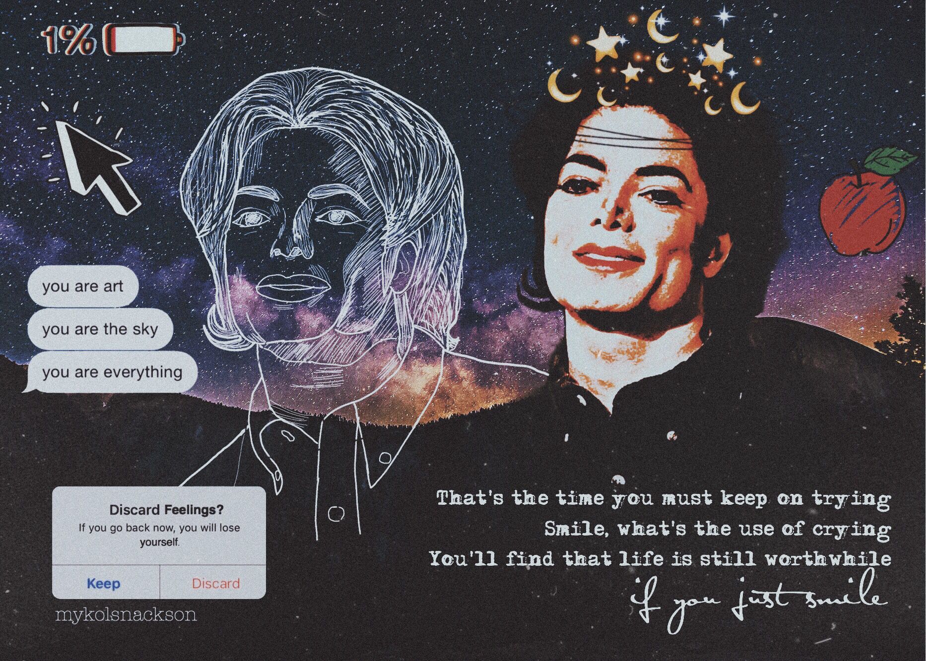 A collage of Michael Jackson with a quote. - Michael Jackson