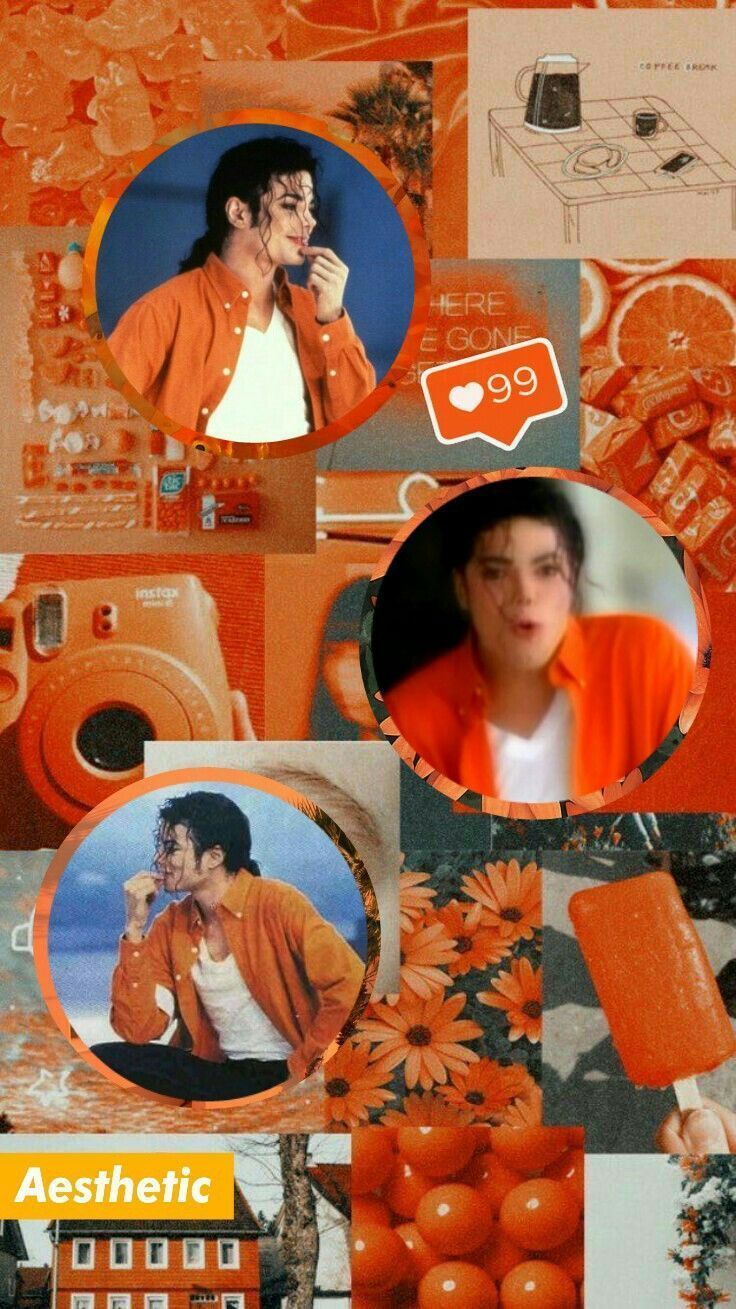 Aesthetic collage of Michael Jackson and orange background - Michael Jackson