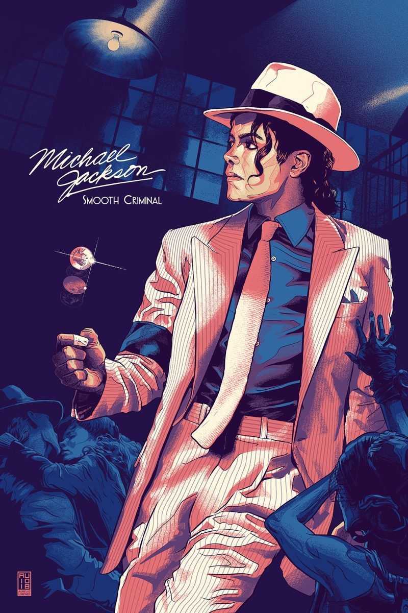 A poster of Michael Jackson in a pink suit and hat, holding a microphone. - Michael Jackson