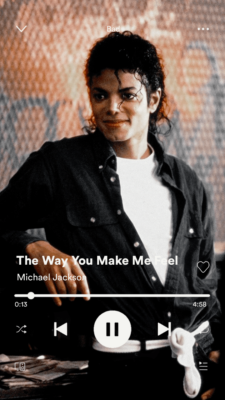 A music player interface with Michael Jackson's 