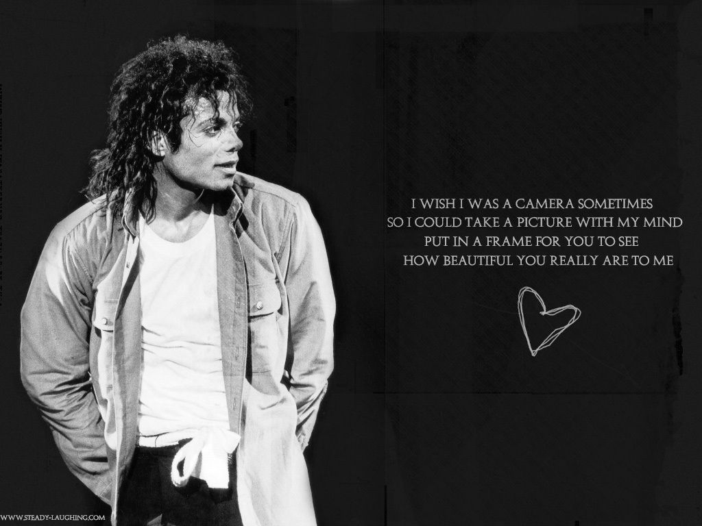 Michael Jackson with a quote on a black background - Michael Jackson