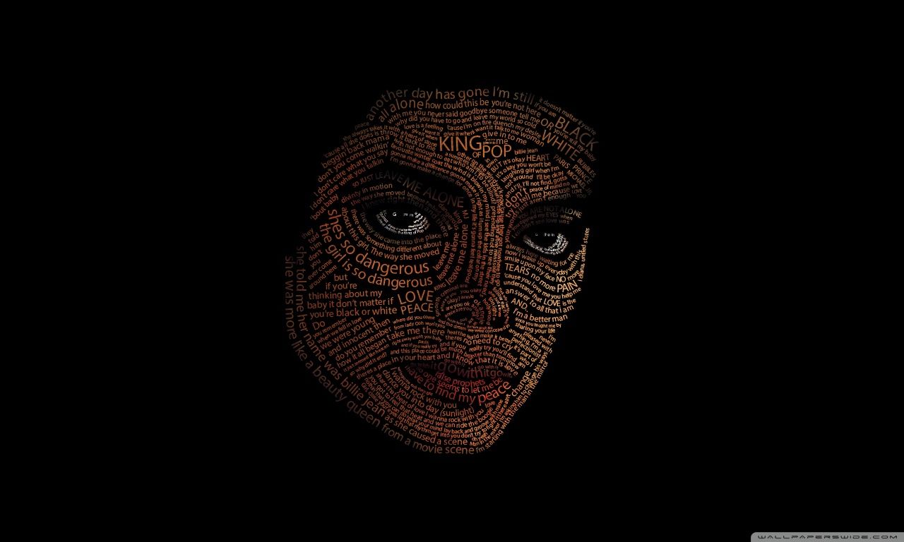 The face of a woman with words on it - Michael Jackson