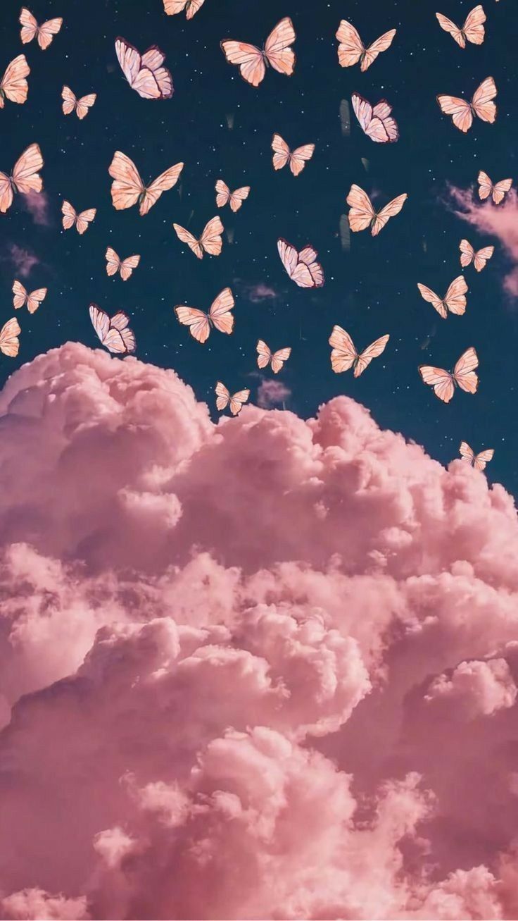 Pink Butterfly Cloud Wallpaper. Butterfly wallpaper iphone, Butterfly wallpaper, Cloud wallpaper