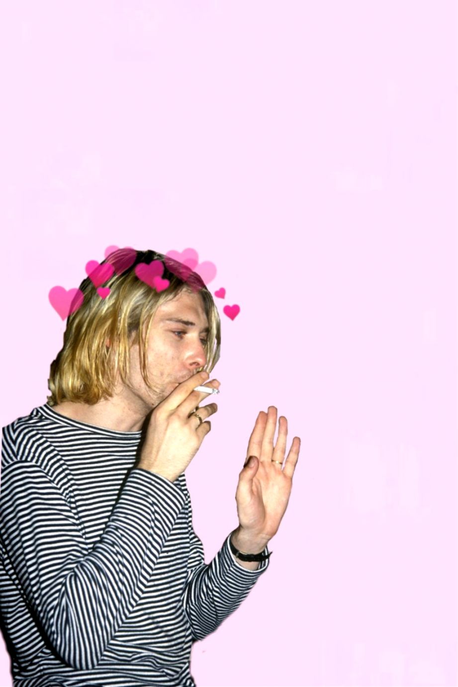 A man with pink hearts on his head - Nirvana