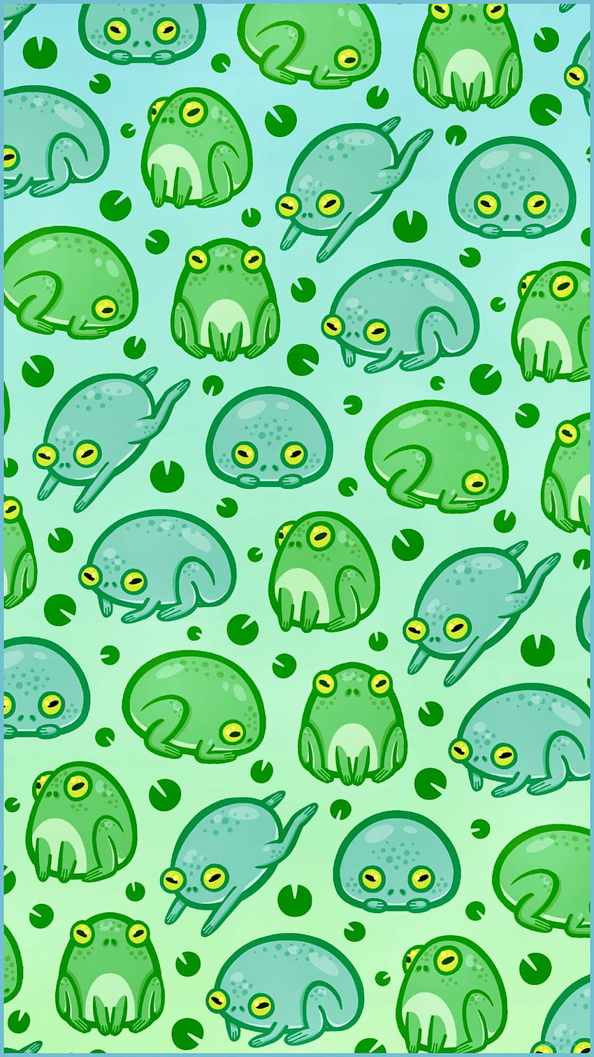 A green frog pattern with many different colored eyes - Aqua, frog