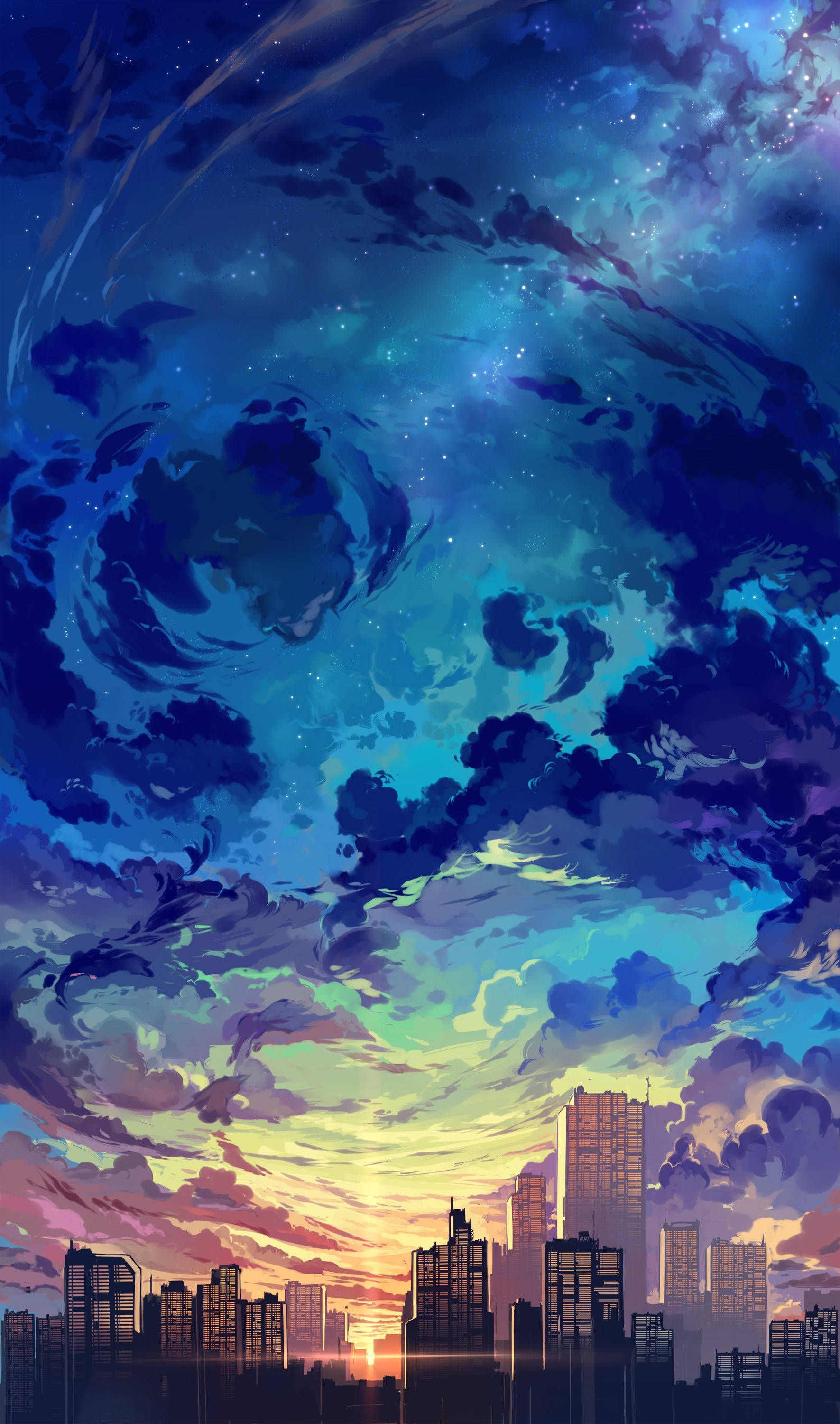 Aesthetic anime city wallpaper for mobiles and tablets. - Phone, scenery, anime, Android, anime landscape