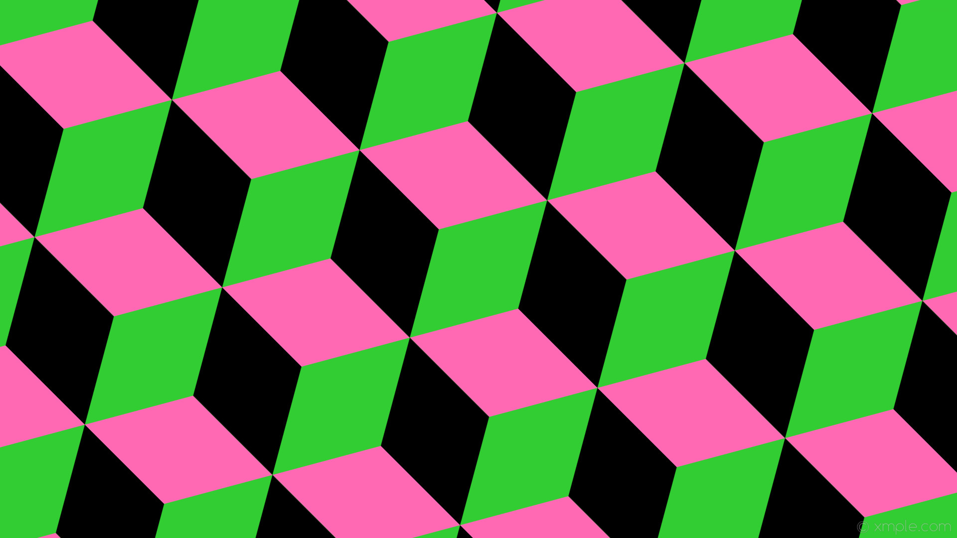 A green and pink checkered pattern against a black background - Hot pink